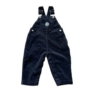 Black Corduroy Toddler Boy Overalls Compass/ Airplane Appliqué Cotton-Blend